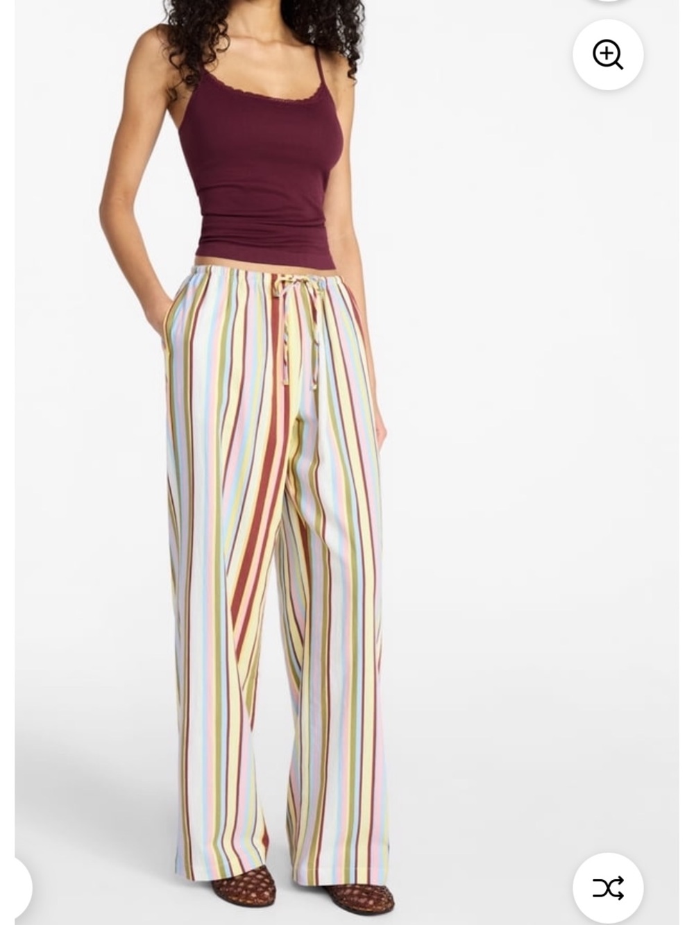 No Boundaries Striped Wide-Leg Drawstring Beach Palazzo Pants - Multicolor